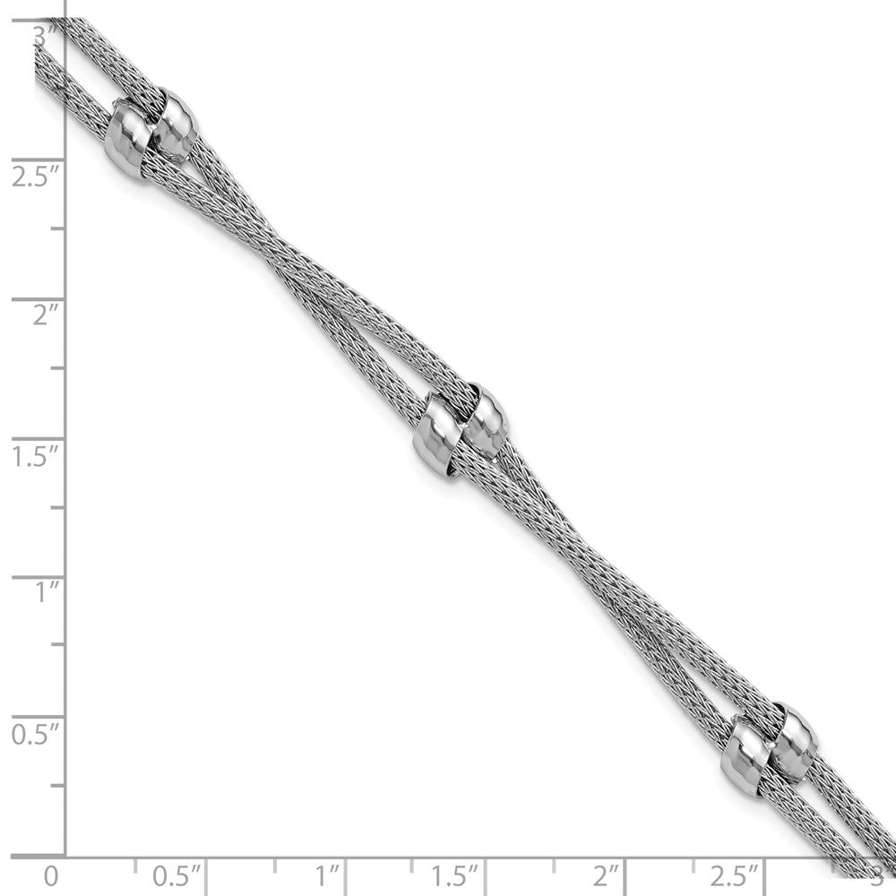 Sterlingsilber Ss Rhodiniert Poliert 2 Strang Perle 1 Zoll Verlängerung. Armband