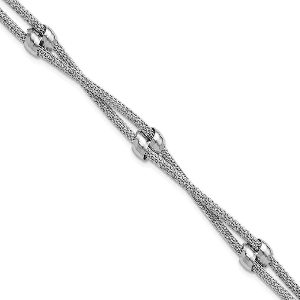 Sterlingsilber Ss Rhodiniert Poliert 2 Strang Perle 1 Zoll Verlängerung. Armband