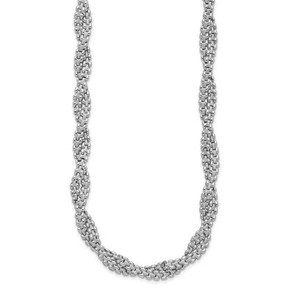 Sterlingsilber Ss Rhodiniert Poliert/texture Geflochten mit 2 Zoll Verlängerung. Halskette