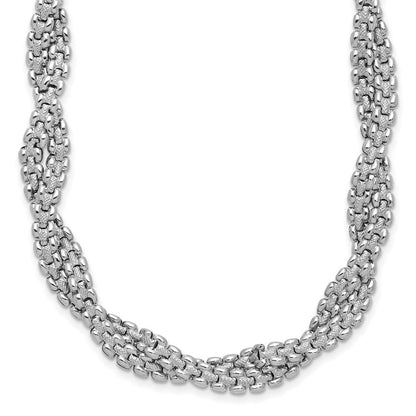 Sterlingsilber Ss Rhodiniert Poliert/texture Geflochten mit 2 Zoll Verlängerung. Halskette