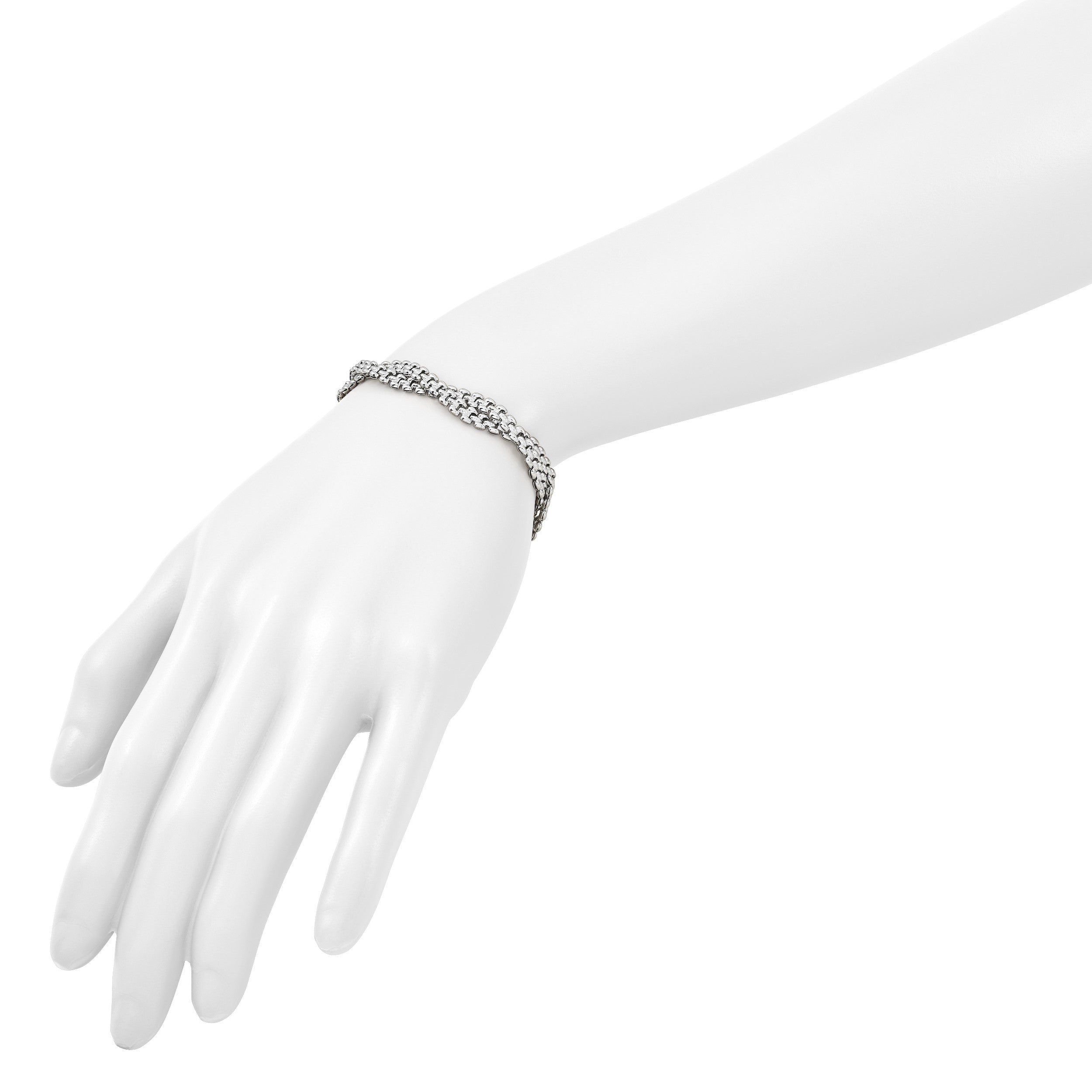 Sterlingsilber Ss Rhodiniert Poliert/texture Geflochten mit 1 Zoll Verlängerung. Armband
