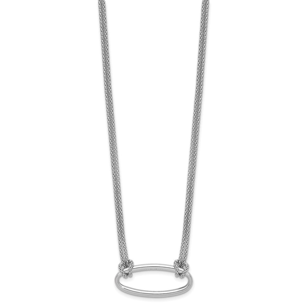 Sterlingsilber Ss Rhodiniert Platin Poliert/dia Schliff Oval 2 Strang 1.25 Zoll Verlängerung. Halskette