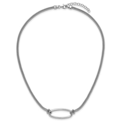 Sterlingsilber Ss Rhodiniert Platin Poliert/dia Schliff Oval 2 Strang 1.25 Zoll Verlängerung. Halskette