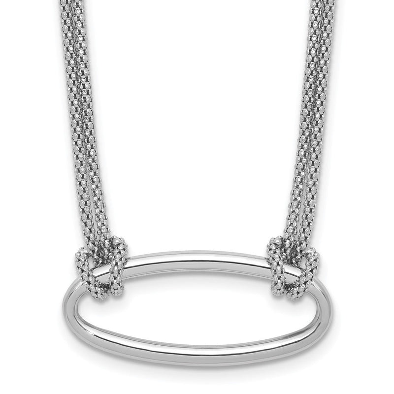 Sterlingsilber Ss Rhodiniert Platin Poliert/dia Schliff Oval 2 Strang 1.25 Zoll Verlängerung. Halskette