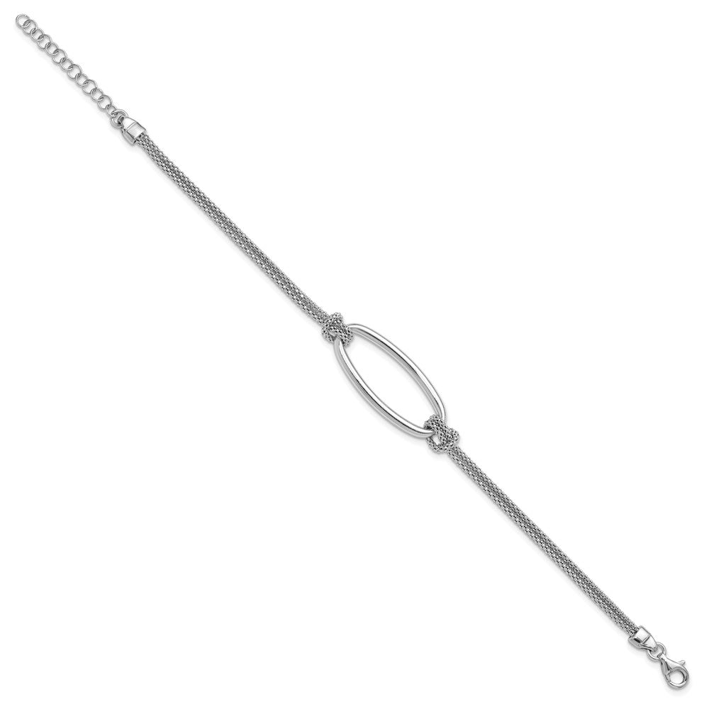Sterlingsilber Ss Rhodiniert Platin Poliert/dia Schliff Oval 2 Strang 1.25 Zoll Verlängerung. Armband