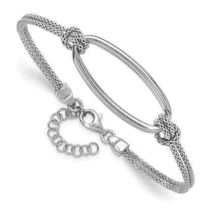 Sterlingsilber Ss Rhodiniert Platin Poliert/dia Schliff Oval 2 Strang 1.25 Zoll Verlängerung. Armband