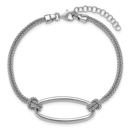Sterlingsilber Ss Rhodiniert Platin Poliert/dia Schliff Oval 2 Strang 1.25 Zoll Verlängerung. Armband