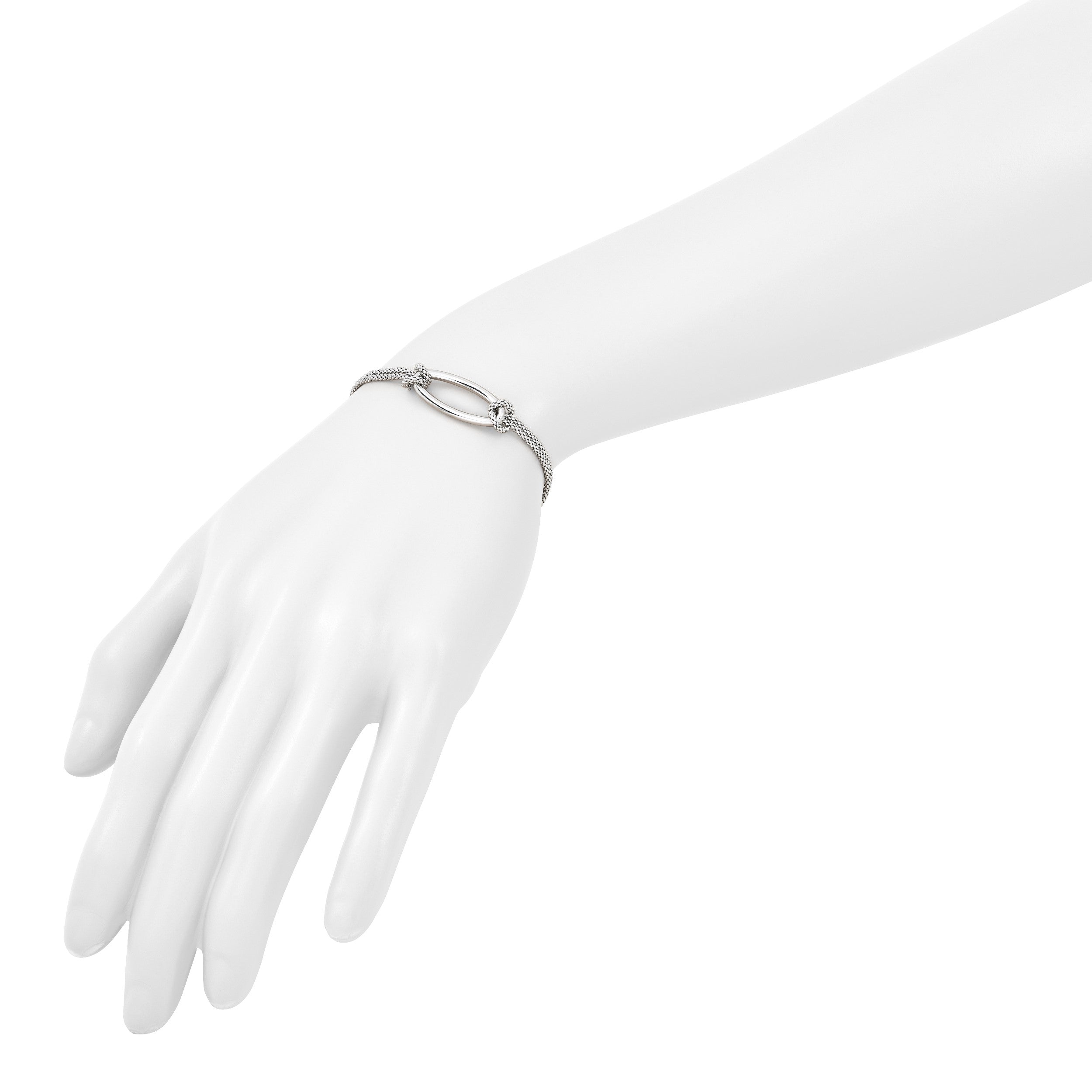 Sterlingsilber Ss Rhodiniert Platin Poliert/dia Schliff Oval 2 Strang 1.25 Zoll Verlängerung. Armband