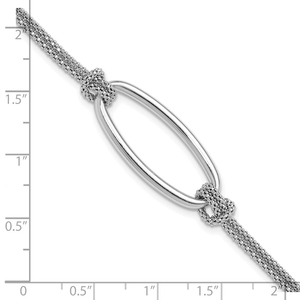 Sterlingsilber Ss Rhodiniert Platin Poliert/dia Schliff Oval 2 Strang 1.25 Zoll Verlängerung. Armband