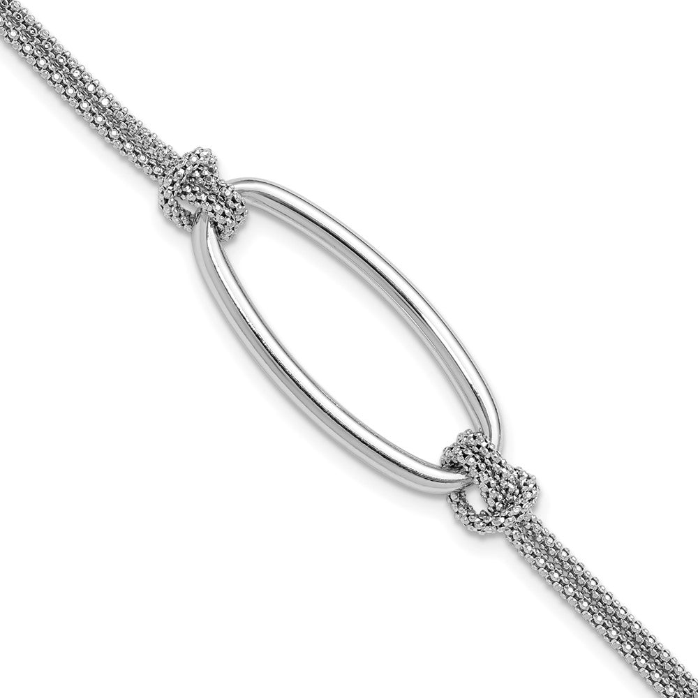 Sterlingsilber Ss Rhodiniert Platin Poliert/dia Schliff Oval 2 Strang 1.25 Zoll Verlängerung. Armband