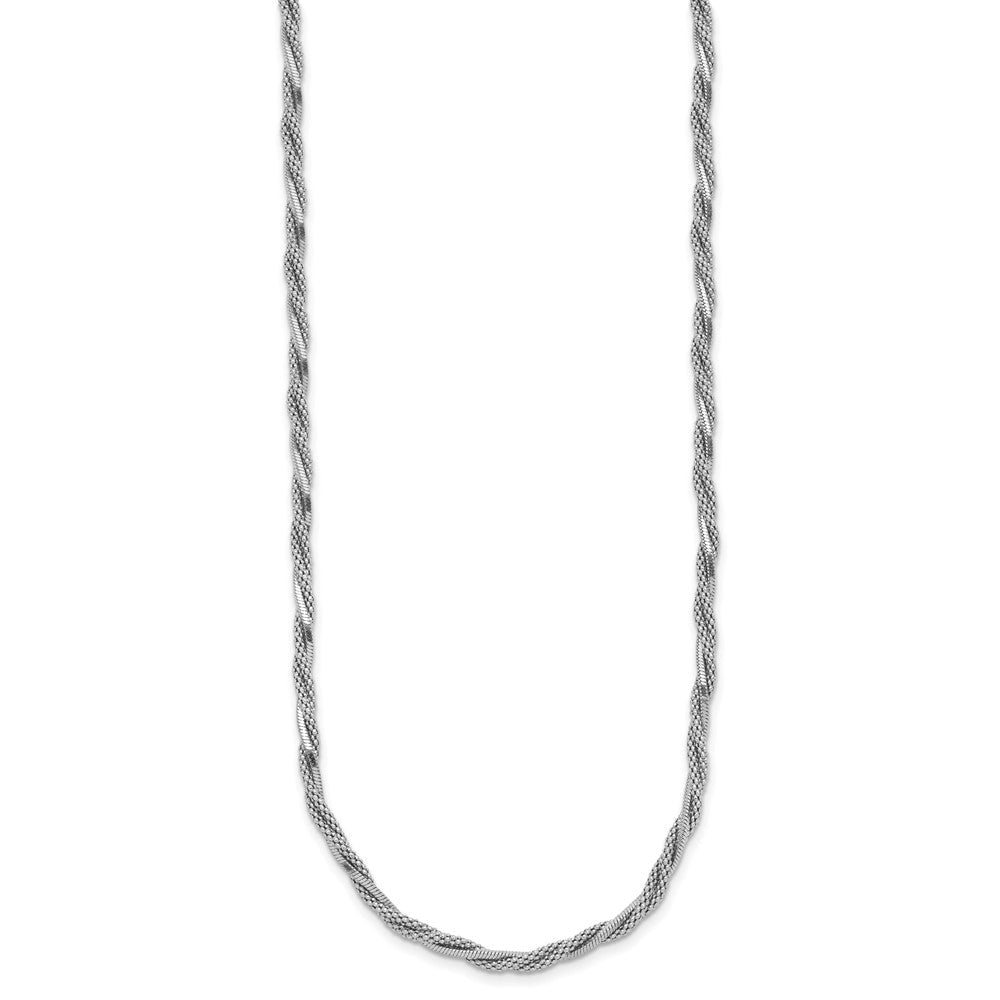Sterlingsilber Ss Rhodiniert Poliert/texture Geflochten 1.5 Zoll Verlängerung. Halskette