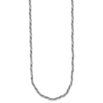 Sterlingsilber Ss Rhodiniert Poliert/texture Geflochten 1.5 Zoll Verlängerung. Halskette