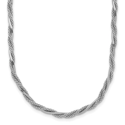Sterlingsilber Ss Rhodiniert Poliert/texture Geflochten 1.5 Zoll Verlängerung. Halskette