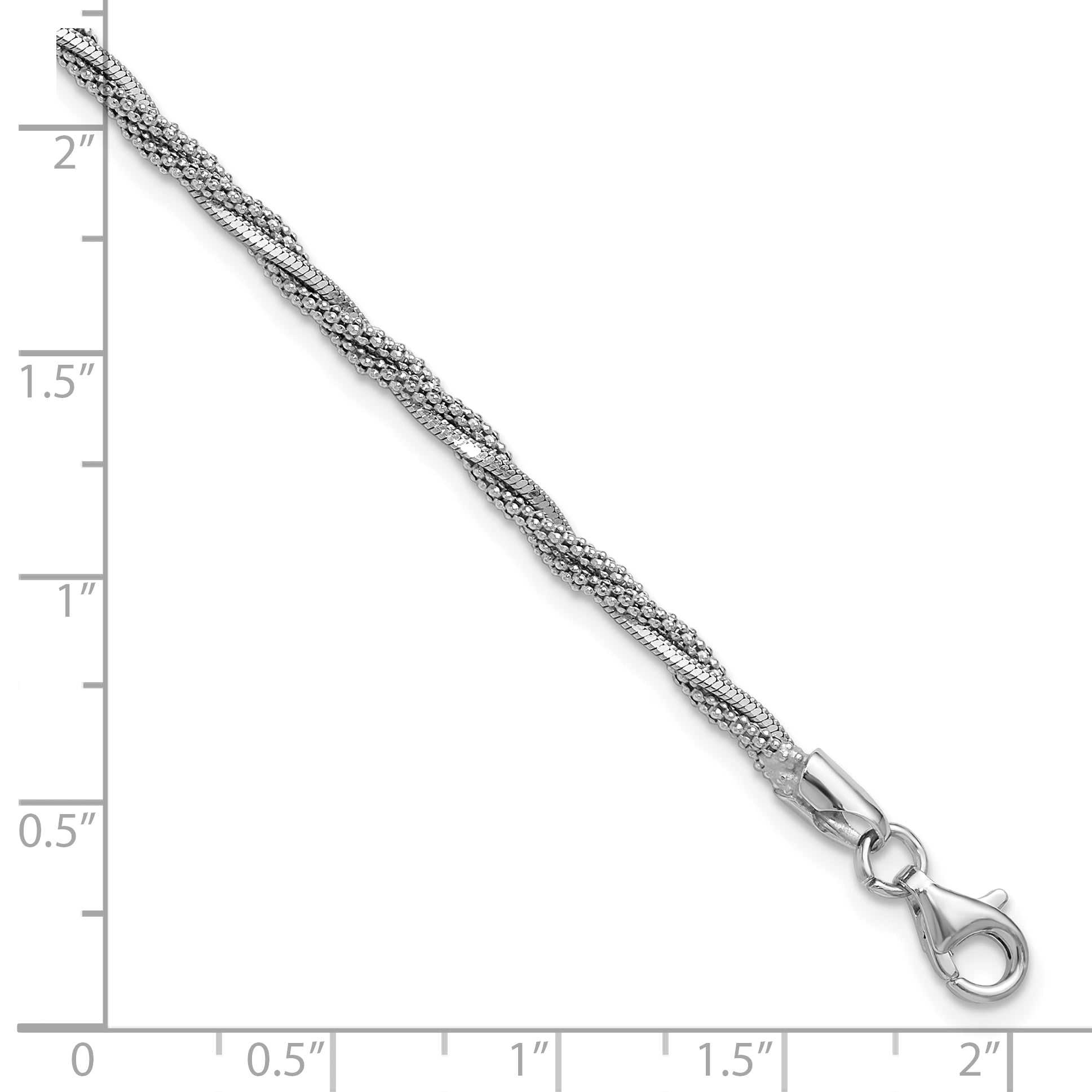 Sterlingsilber Ss Rhodiniert Poliert/texture Geflochten Mit.75 Zoll Verlängerung. Armband