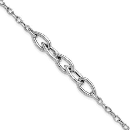 Sterlingsilber Rhodiniert Platte Poliert Fantasieglieder mit 1 Zoll Verlängerung. Armband