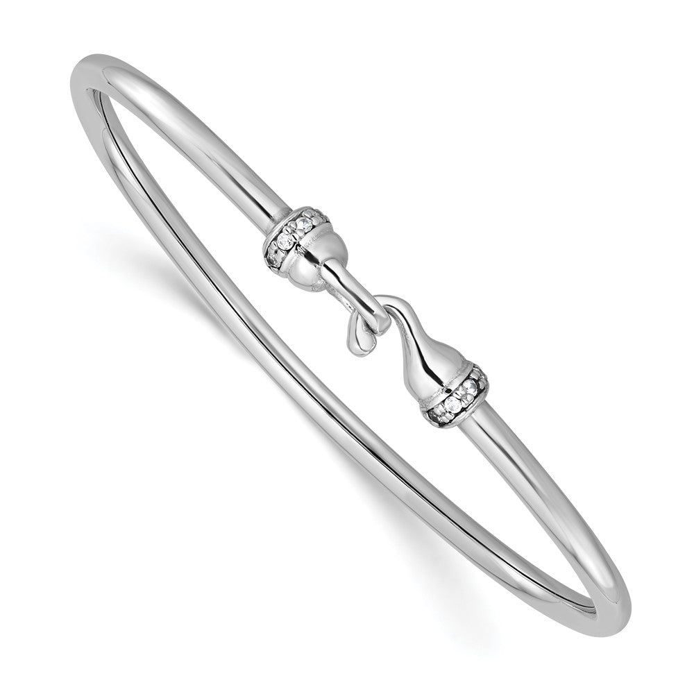 Sterlingsilber Rhodiniert Poliert Zirkonia Flexibel Armreif