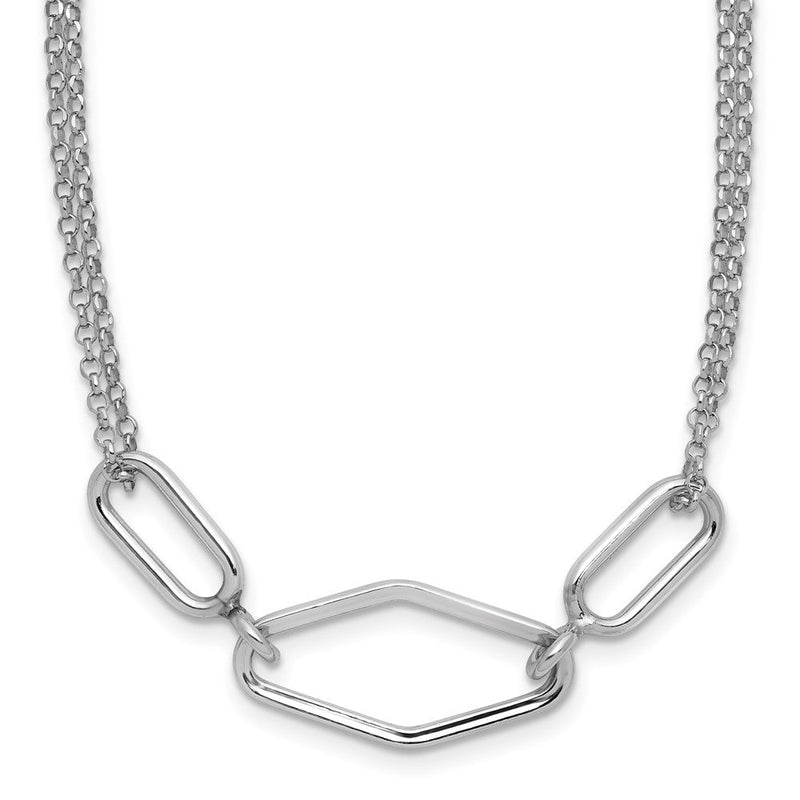 Sterlingsilber Ss Rhodiniert Platin Poliert/dia Schliff Fantasie 2 Strang 2 Zoll Verlängerung. Halskette