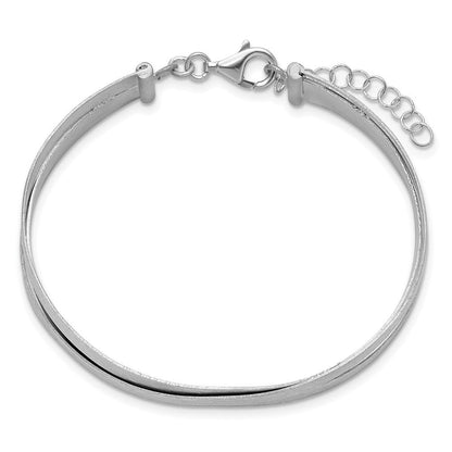 Sterlingsilber Rhodiniert Platte Scratch Finish Sicherheits Verschluss Armreif