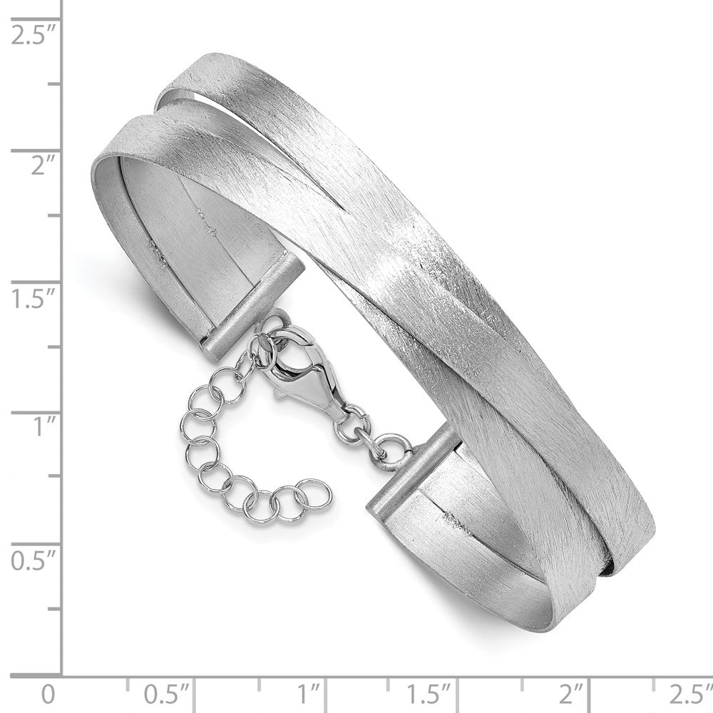 Sterlingsilber Rhodiniert Platte Scratch Finish Sicherheits Verschluss Armreif