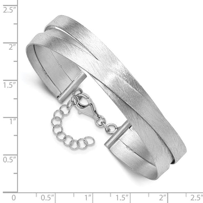 Sterlingsilber Rhodiniert Platte Scratch Finish Sicherheits Verschluss Armreif