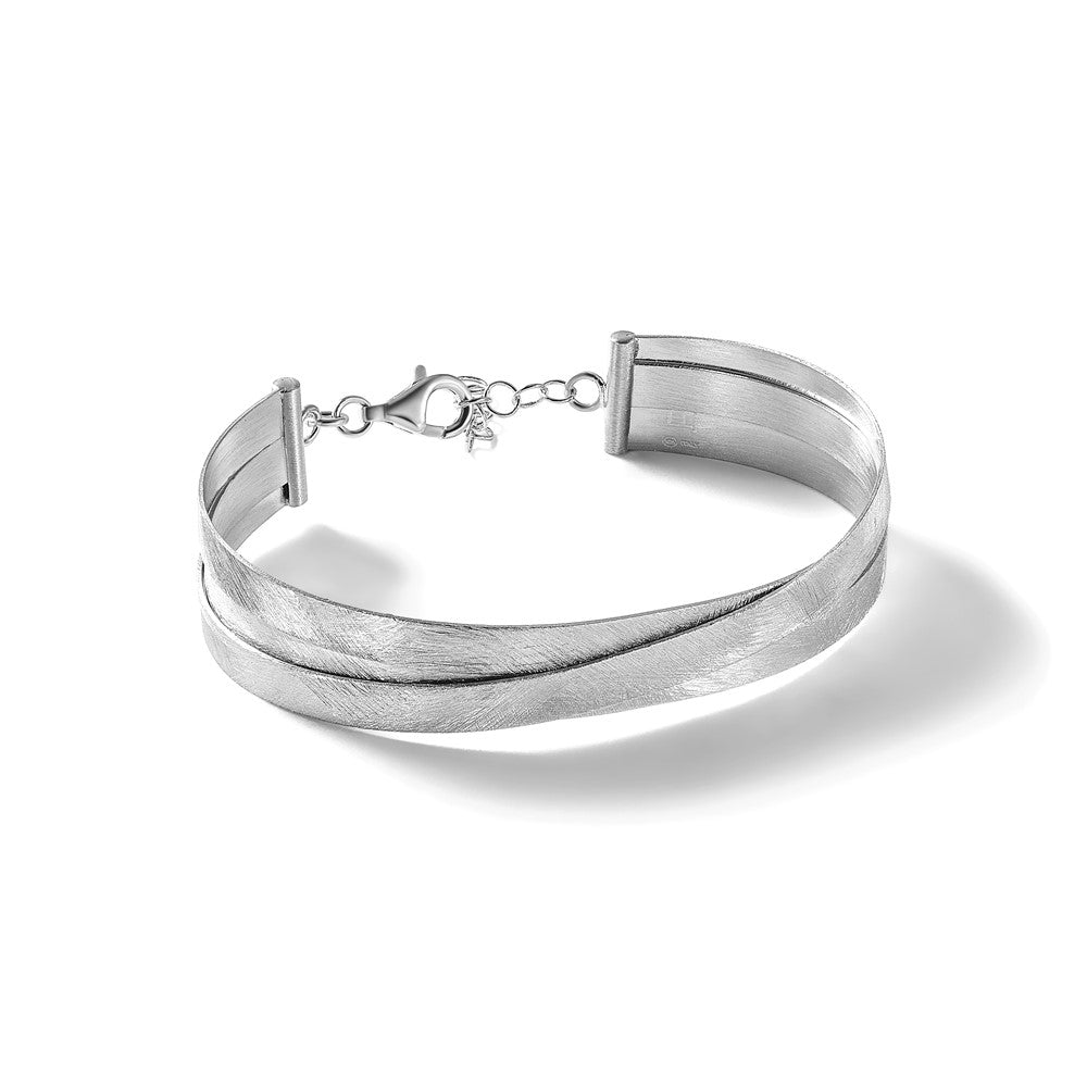Sterlingsilber Rhodiniert Platte Scratch Finish Sicherheits Verschluss Armreif