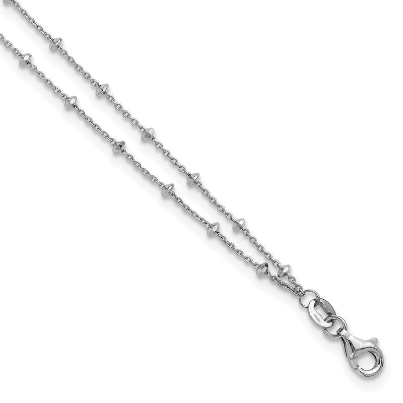 Sterlingsilber Rhodiniert Poliert 2-strand 9 Zoll Plus 1 Zoll Verlängerung. Fußkettchen