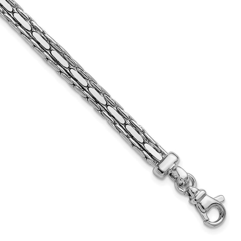 Sterlingsilber Ss Rhodiniert Poliert 3 Strang Fantasie 1 Zoll Verlängerung. Armband