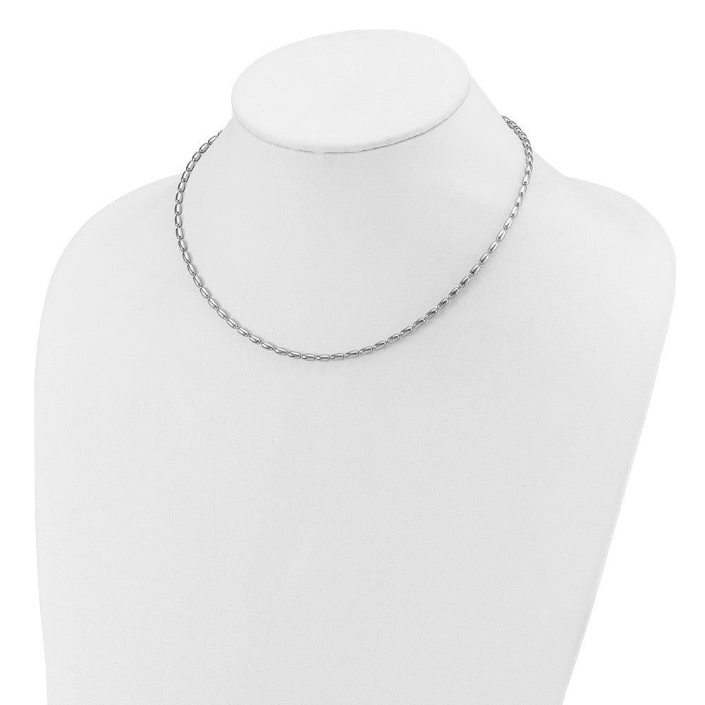 Sterlingsilber Rhodiniert Oval Gekugelt 1.75 Zoll Verlängerung. Halskette