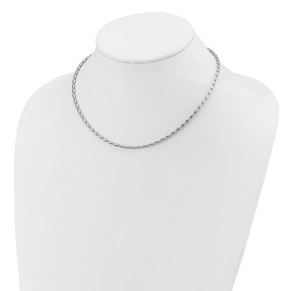 Sterlingsilber Rhodiniert Oval Gekugelt 1.75 Zoll Verlängerung. Halskette