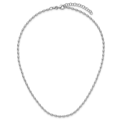 Sterlingsilber Rhodiniert Oval Gekugelt 1.75 Zoll Verlängerung. Halskette