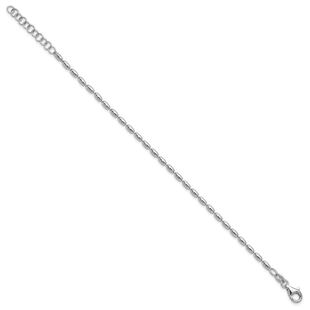 Sterlingsilber Rhodiniert Oval Gekugelt 1.25 Zoll Verlängerung. Armband