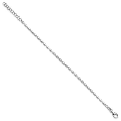 Sterlingsilber Rhodiniert Oval Gekugelt 1.25 Zoll Verlängerung. Armband