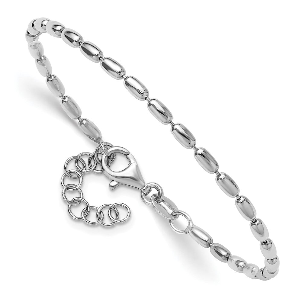 Sterlingsilber Rhodiniert Oval Gekugelt 1.25 Zoll Verlängerung. Armband