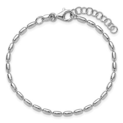 Sterlingsilber Rhodiniert Oval Gekugelt 1.25 Zoll Verlängerung. Armband