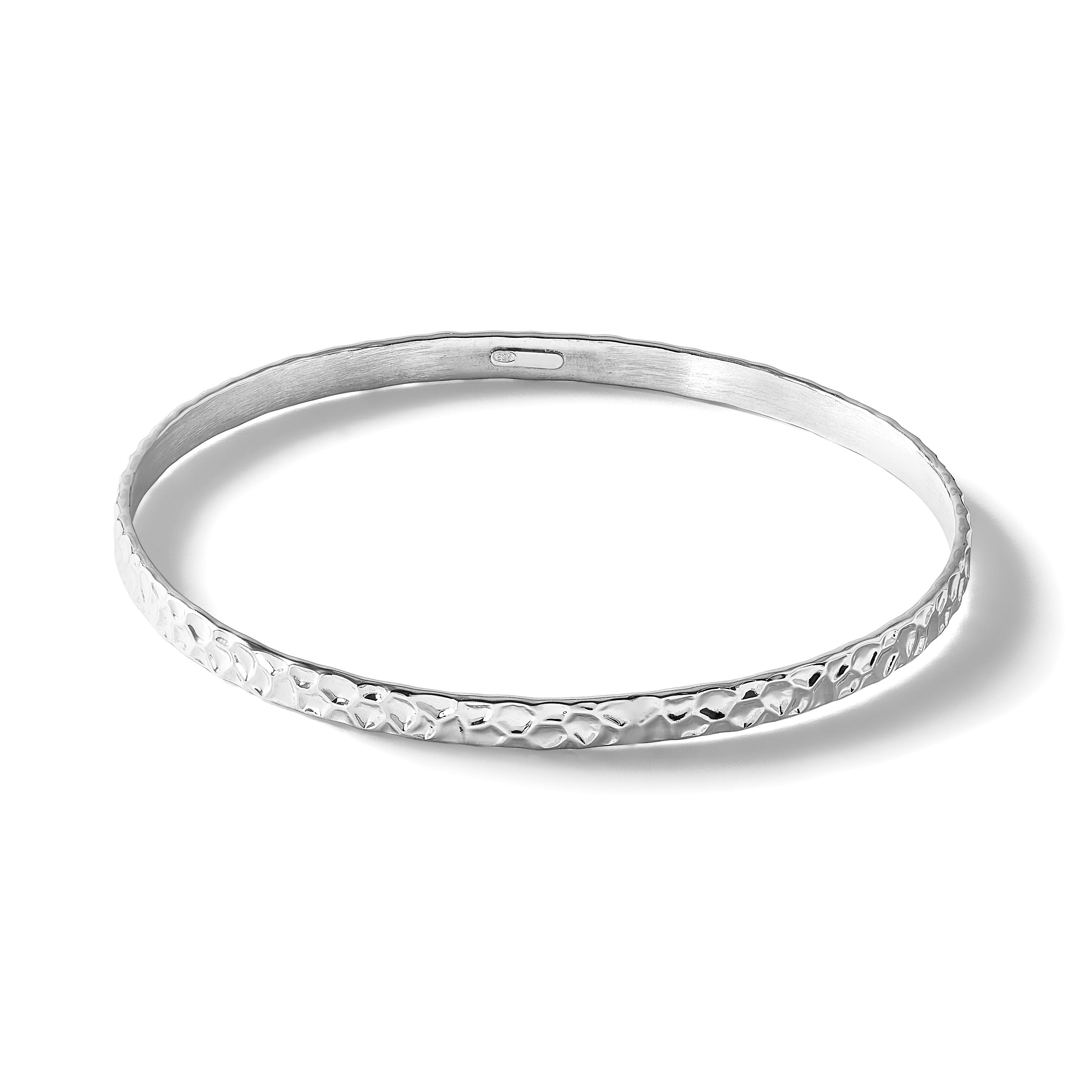 Sterlingsilber Rhodiniert Poliert/hammered Schieber auf Armreif