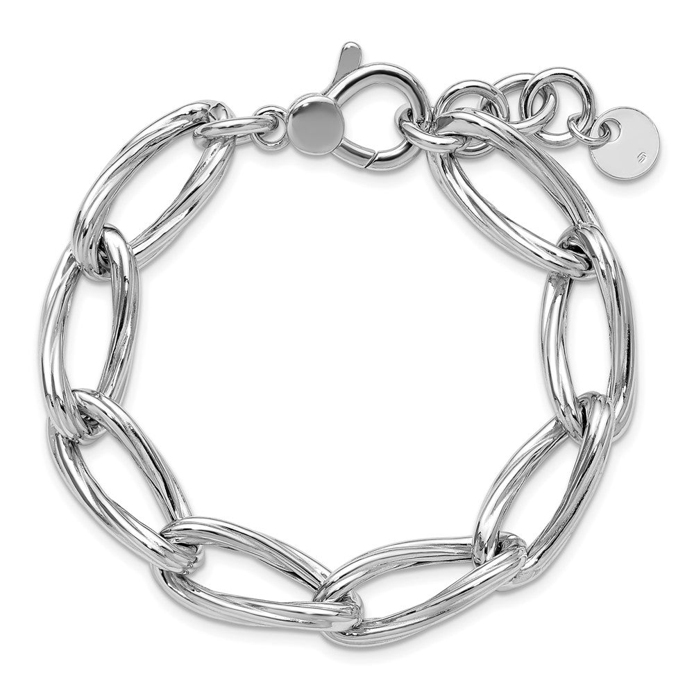 Sterlingsilber Ss Rhodiniert Poliert/grooved Glieder Mit.75 Zoll Verlängerung. Armband