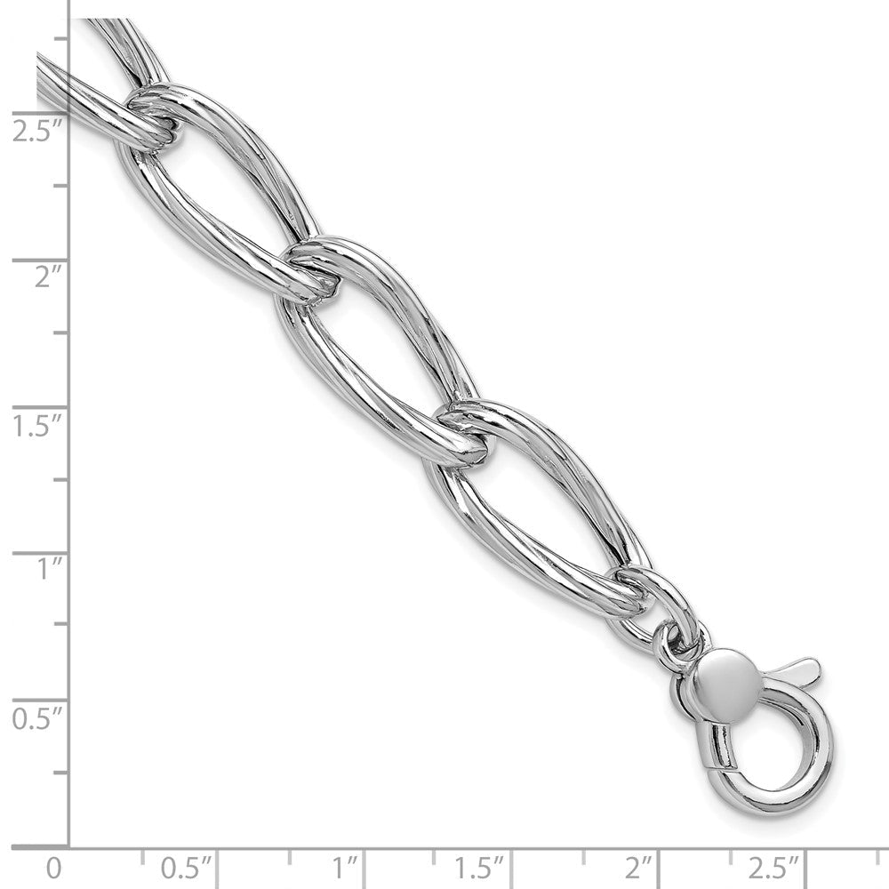 Sterlingsilber Ss Rhodiniert Poliert/grooved Glieder Mit.75 Zoll Verlängerung. Armband