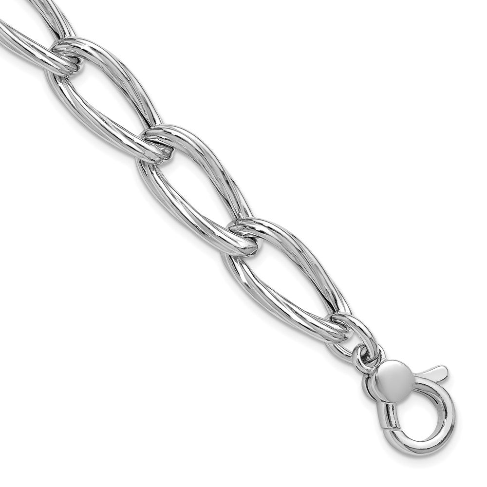 Sterlingsilber Ss Rhodiniert Poliert/grooved Glieder Mit.75 Zoll Verlängerung. Armband