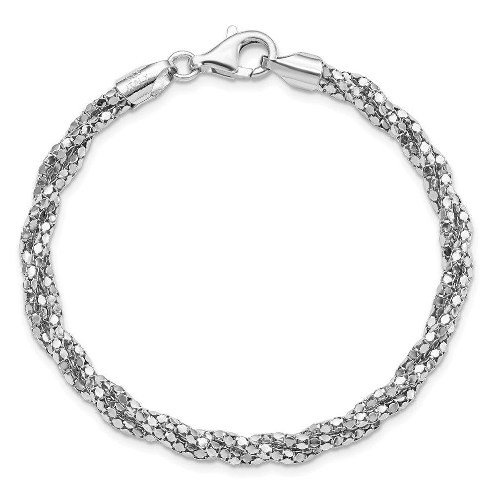 7.5 Zoll Sterlingsilber Poliert Netz Armband