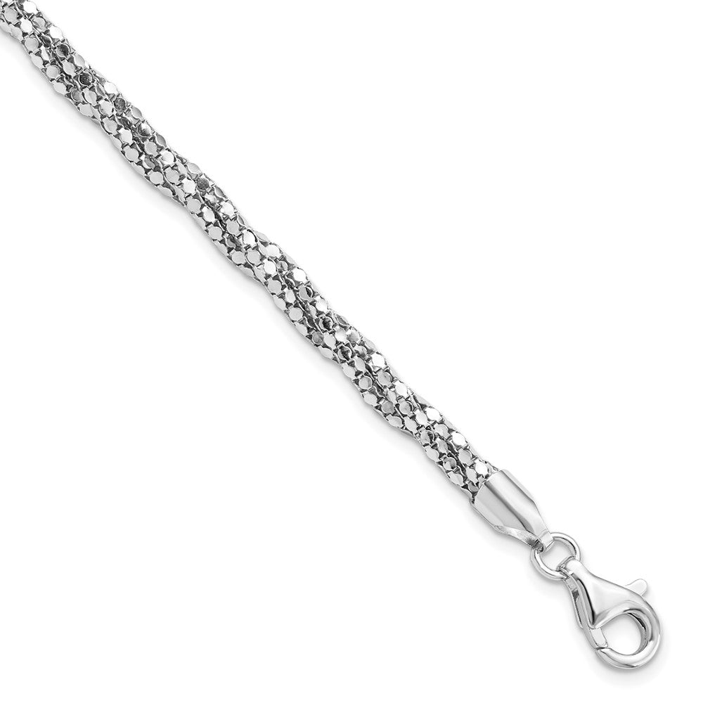 7.5 Zoll Sterlingsilber Poliert Netz Armband