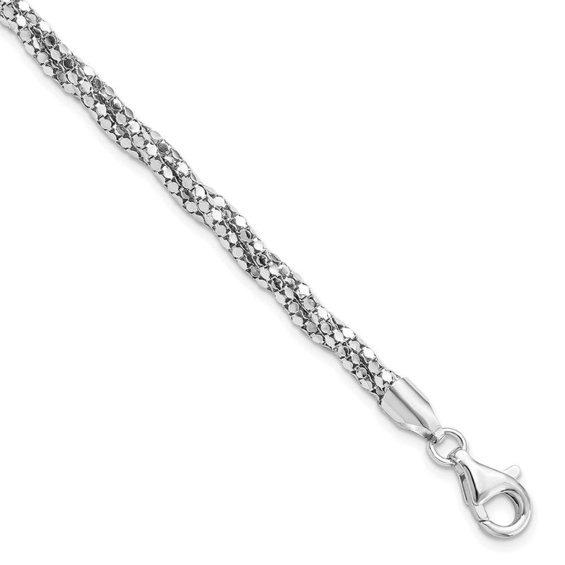 7.5 Zoll Sterlingsilber Poliert Netz Armband