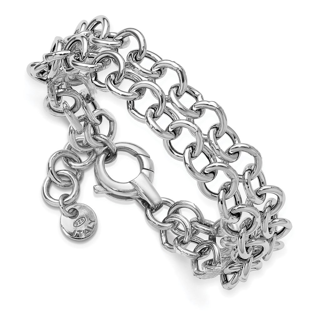 Sterlingsilber Ss Rhodiniert Poliert 2 Strang Kreis Glieder Armband