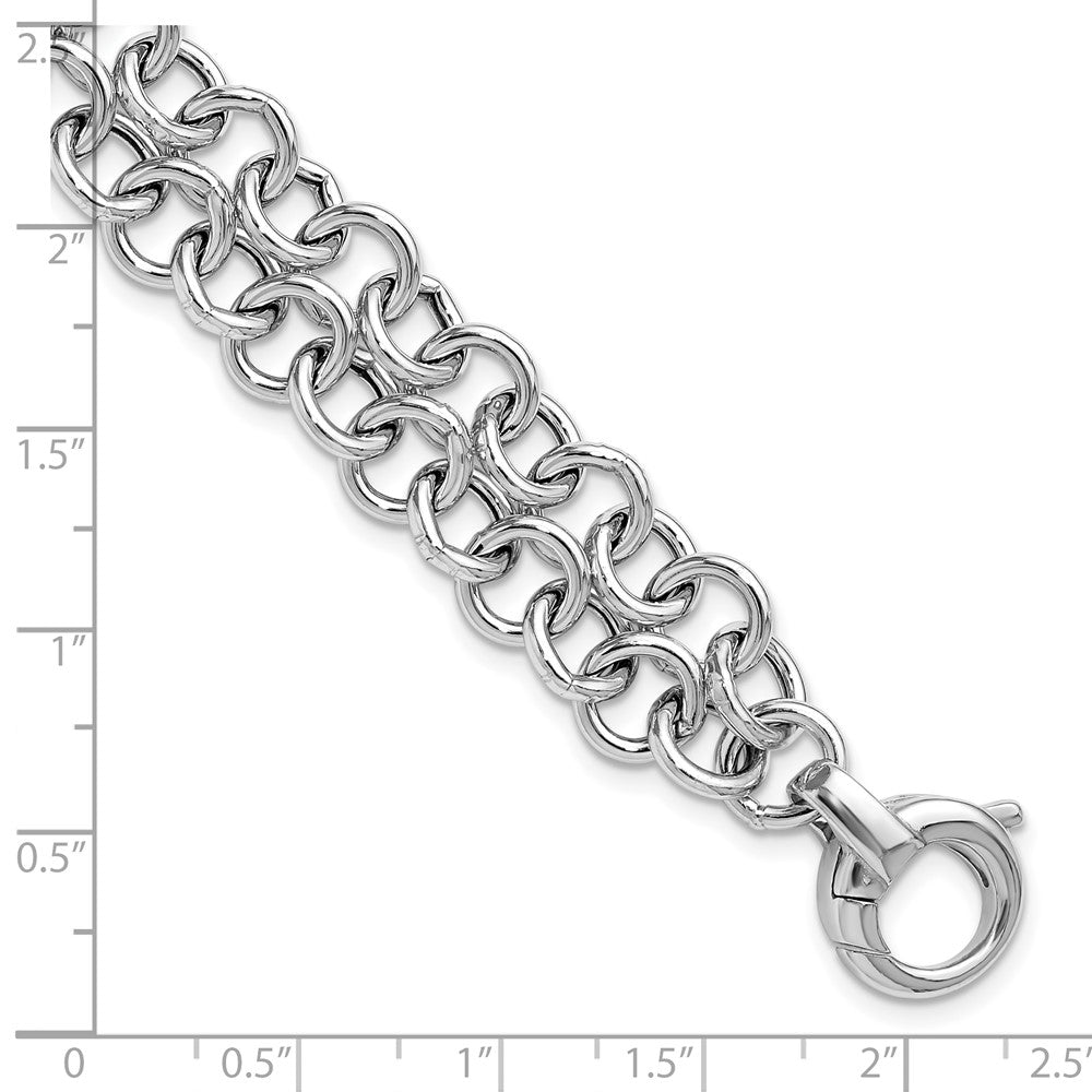Sterlingsilber Ss Rhodiniert Poliert 2 Strang Kreis Glieder Armband