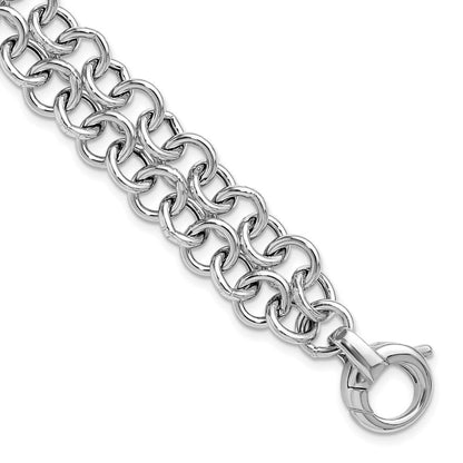 Sterlingsilber Ss Rhodiniert Poliert 2 Strang Kreis Glieder Armband