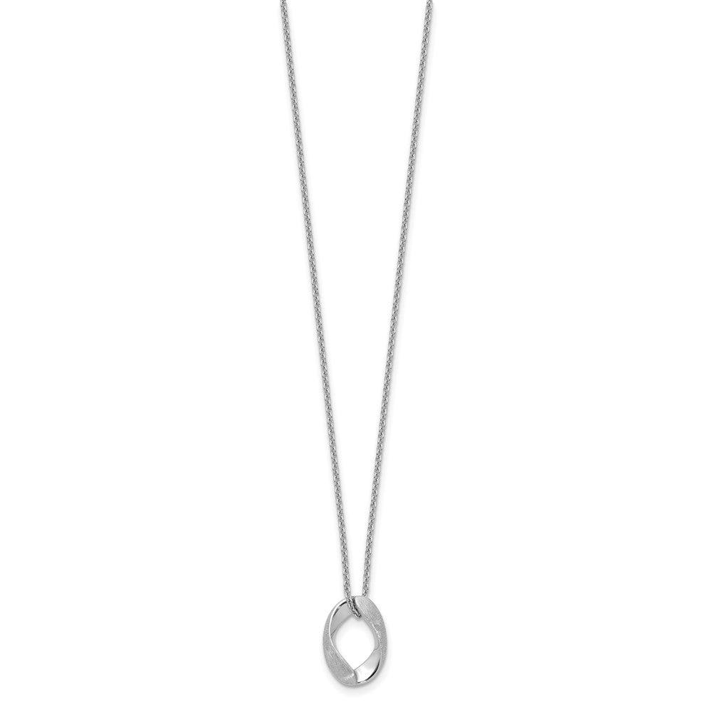 Sterlingsilber Rhodiniert Platin Poliert/brush Oval 1 Zoll Verlängerung. Halskette