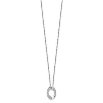 Sterlingsilber Rhodiniert Platin Poliert/brush Oval 1 Zoll Verlängerung. Halskette