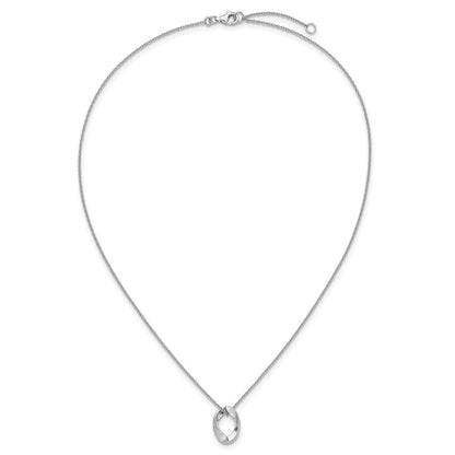 Sterlingsilber Rhodiniert Platin Poliert/brush Oval 1 Zoll Verlängerung. Halskette
