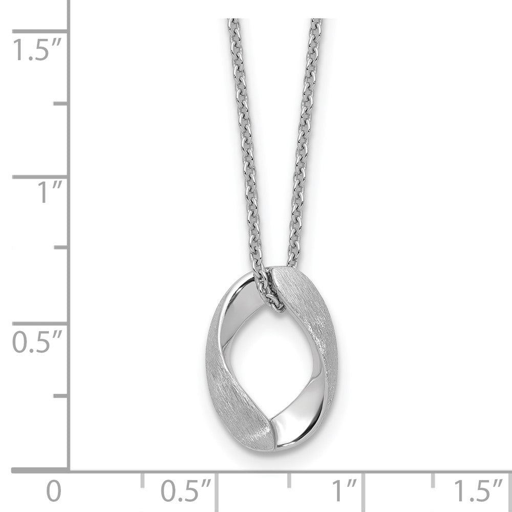 Sterlingsilber Rhodiniert Platin Poliert/brush Oval 1 Zoll Verlängerung. Halskette