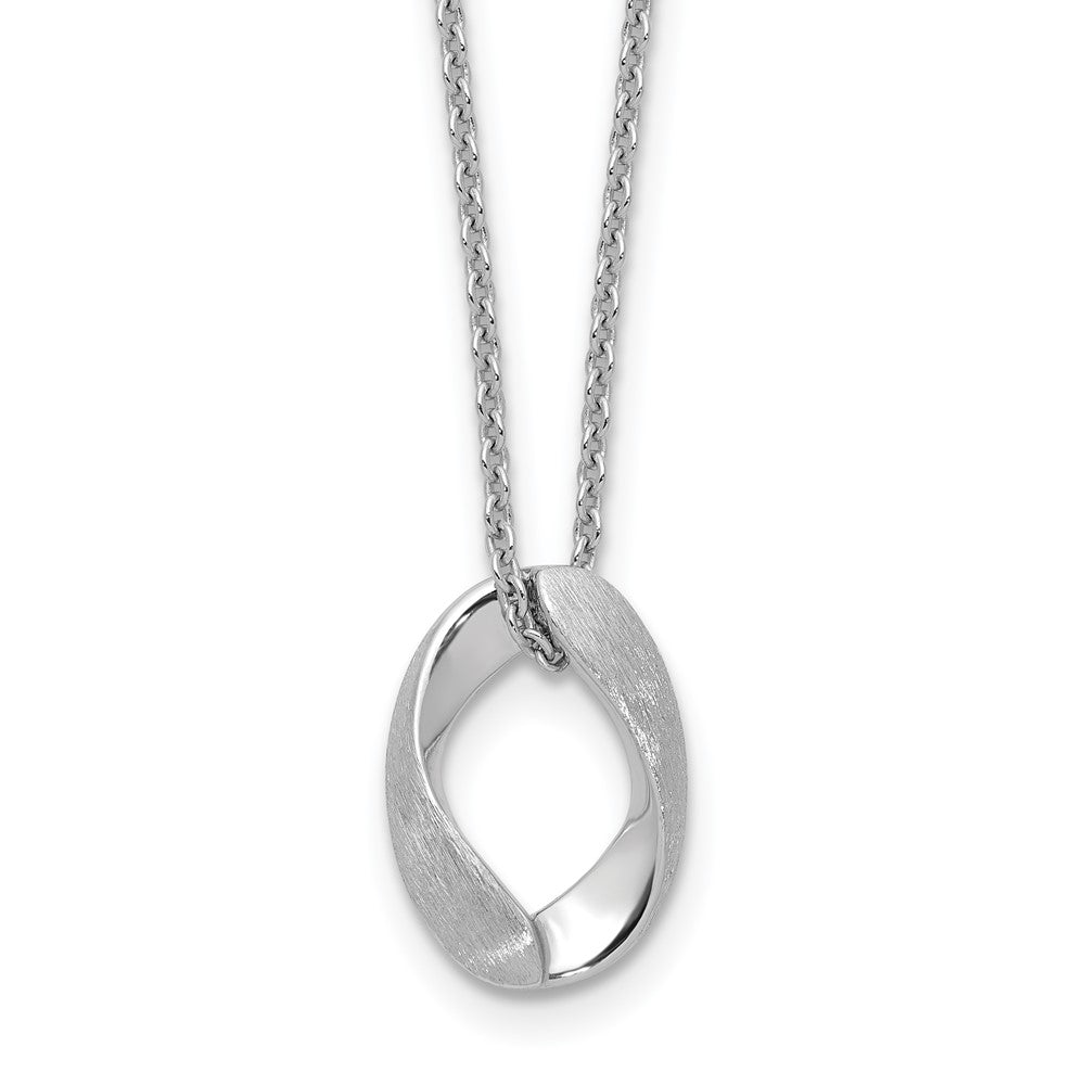 Sterlingsilber Rhodiniert Platin Poliert/brush Oval 1 Zoll Verlängerung. Halskette