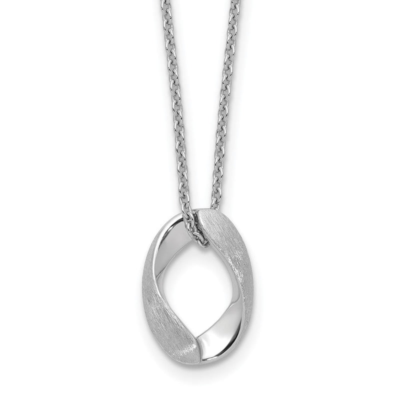 Sterlingsilber Rhodiniert Platin Poliert/brush Oval 1 Zoll Verlängerung. Halskette